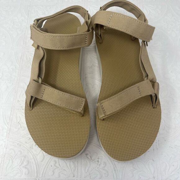 Teva Tan Beige Flatform Universal Platform Strappy Sandals Size 10 - Picture 1 of 7